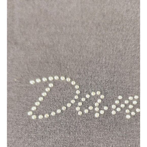 Talbots Pima Cotton DANCE Black T-Shirt Rhinestone Embellished Top Med 90s Y2K - Picture 2 of 7